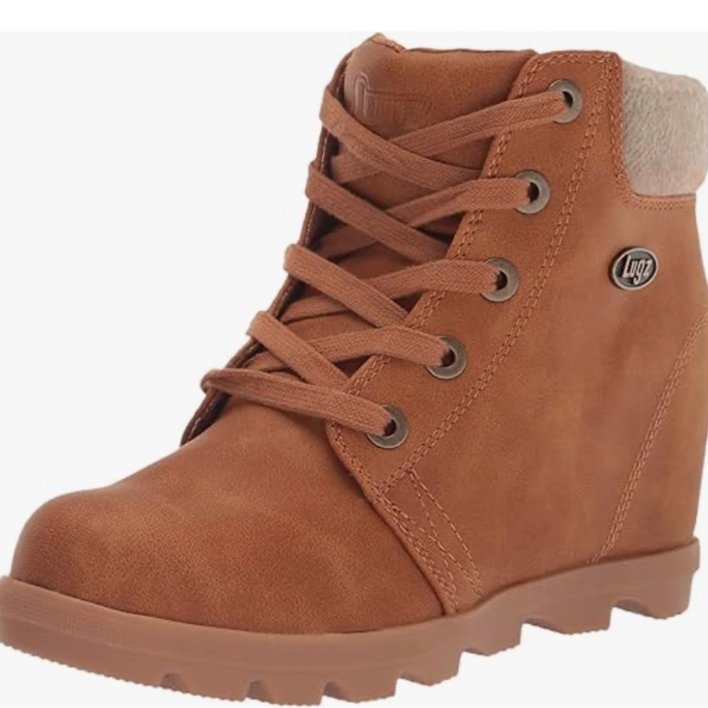 Lugz Tan Lace-Up Wedge Boots